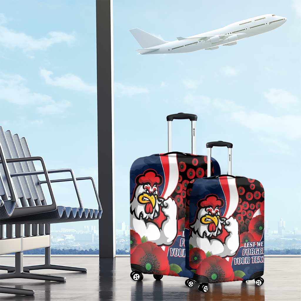 Sydney Roosters ANZAC Personalised Luggage Cover Lest We Forget Poppy Camo