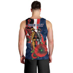 Sydney Roosters ANZAC Personalised Men Tank Top Lest We Forget Poppy Camo