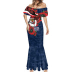 Sydney Roosters ANZAC Personalised Mermaid Dress Lest We Forget Poppy Camo