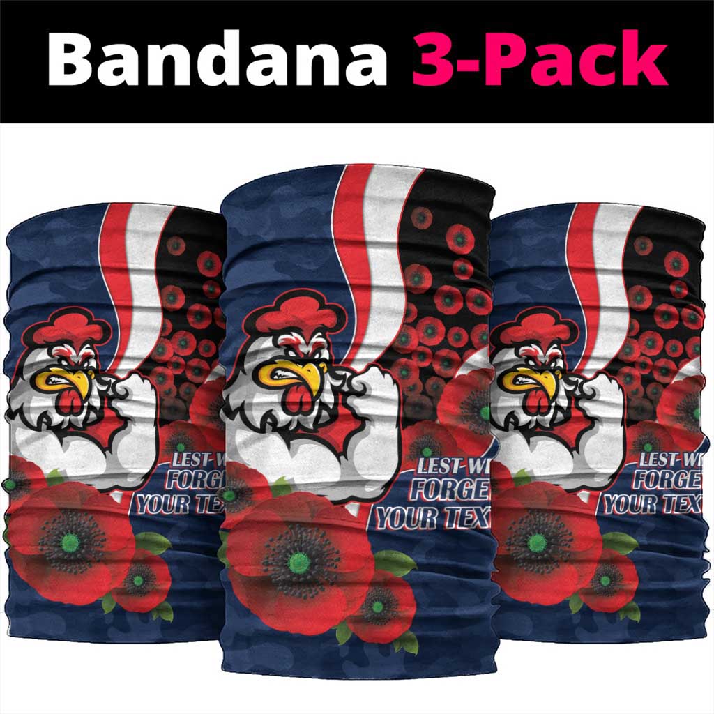 Sydney Roosters ANZAC Personalised Neck Gaiter Lest We Forget Poppy Camo