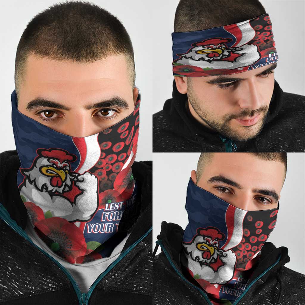 Sydney Roosters ANZAC Personalised Neck Gaiter Lest We Forget Poppy Camo
