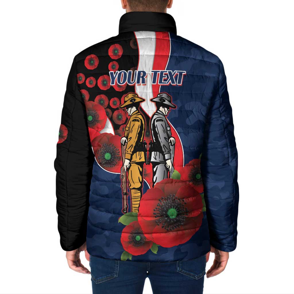 Sydney Roosters ANZAC Personalised Padded Jacket Lest We Forget Poppy Camo