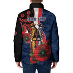 Sydney Roosters ANZAC Personalised Padded Jacket Lest We Forget Poppy Camo
