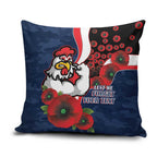 Sydney Roosters ANZAC Personalised Pillow Cover Lest We Forget Poppy Camo