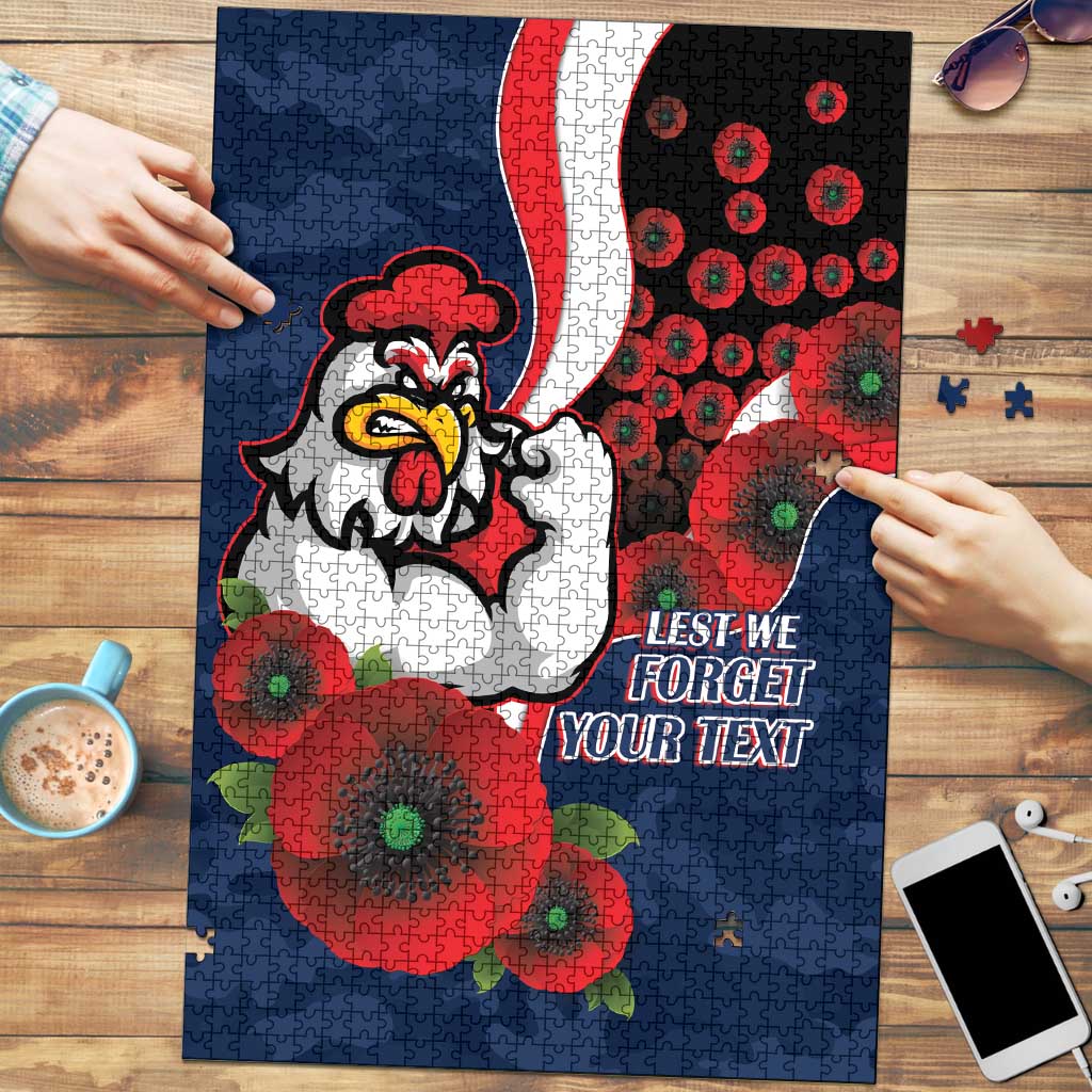 Sydney Roosters ANZAC Personalised Puzzle Lest We Forget Poppy Camo