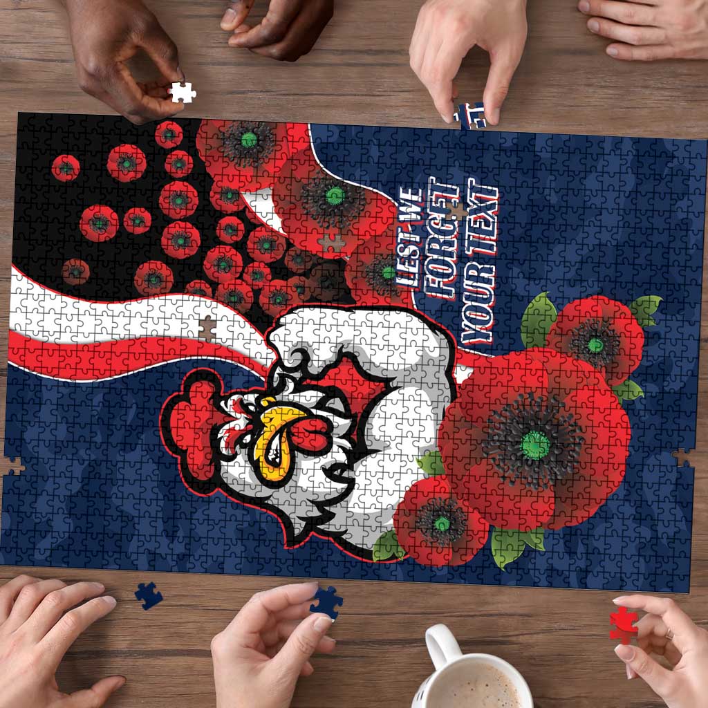 Sydney Roosters ANZAC Personalised Puzzle Lest We Forget Poppy Camo