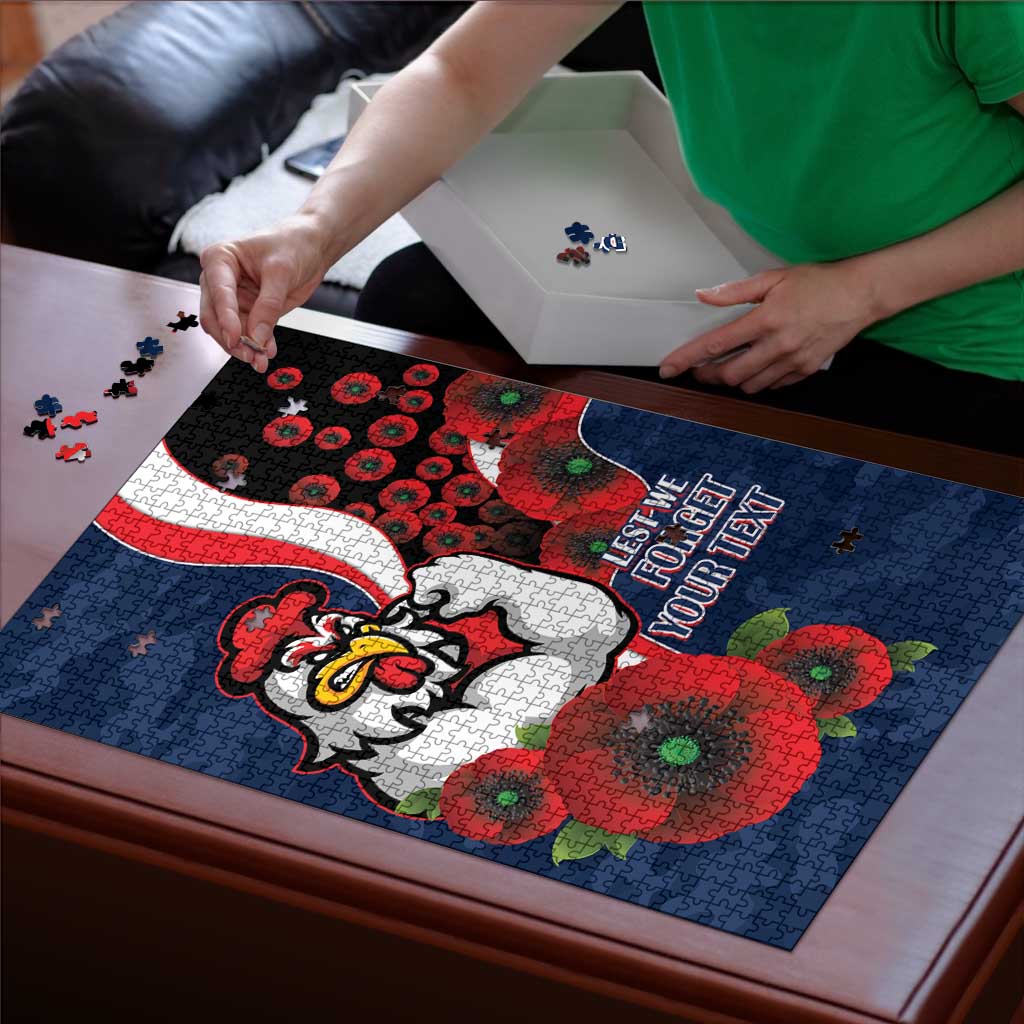 Sydney Roosters ANZAC Personalised Puzzle Lest We Forget Poppy Camo