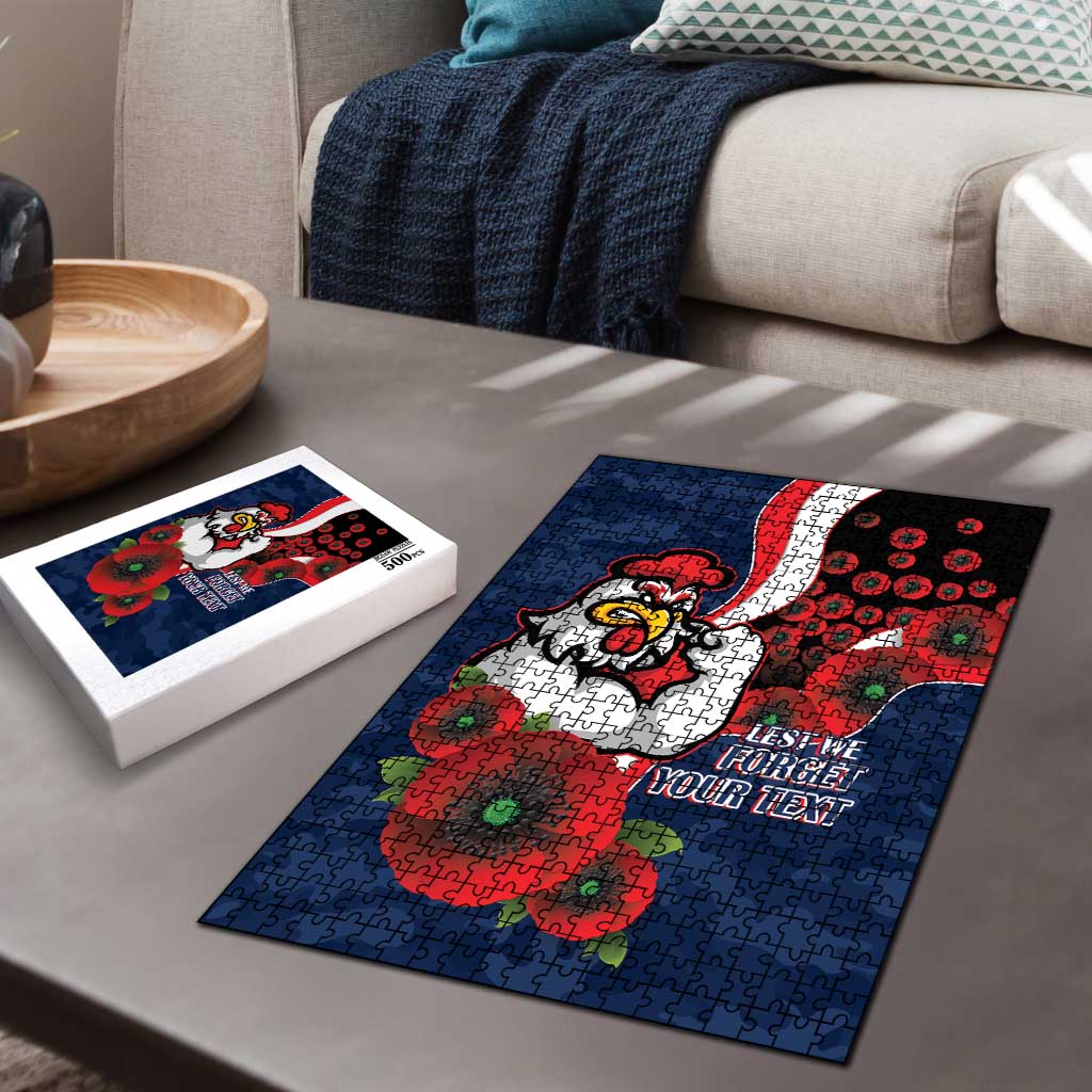 Sydney Roosters ANZAC Personalised Puzzle Lest We Forget Poppy Camo