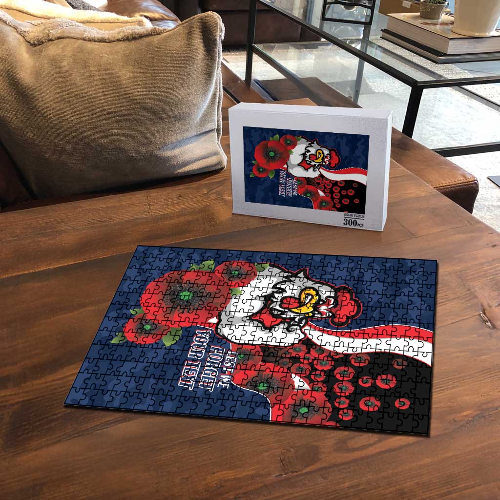 Sydney Roosters ANZAC Personalised Puzzle Lest We Forget Poppy Camo