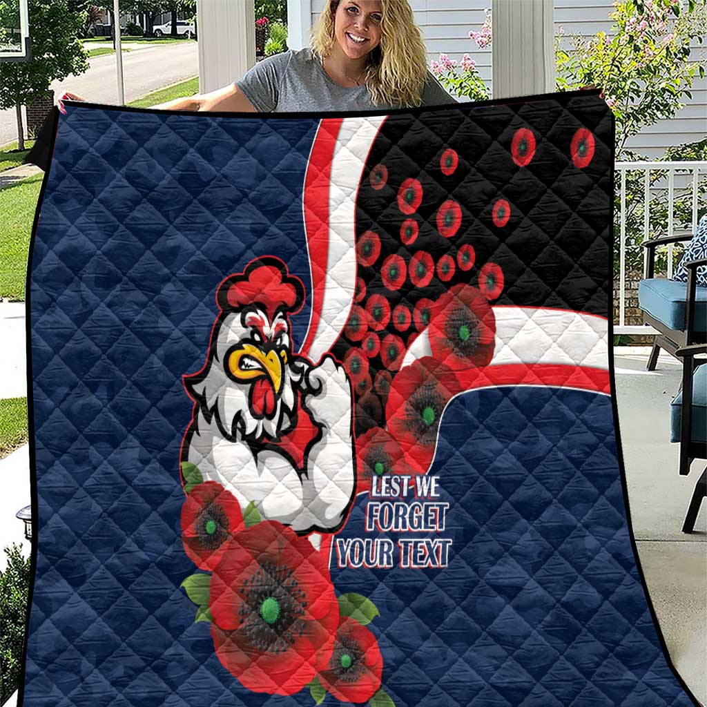 Sydney Roosters ANZAC Personalised Quilt Lest We Forget Poppy Camo