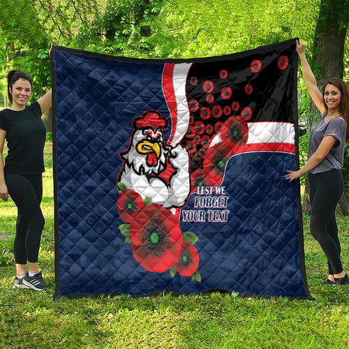 Sydney Roosters ANZAC Personalised Quilt Lest We Forget Poppy Camo