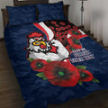 Sydney Roosters ANZAC Personalised Quilt Bed Set Lest We Forget Poppy Camo
