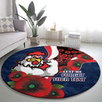 Sydney Roosters ANZAC Personalised Round Carpet Lest We Forget Poppy Camo