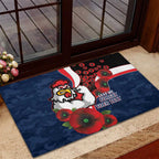 Sydney Roosters ANZAC Personalised Rubber Doormat Lest We Forget Poppy Camo