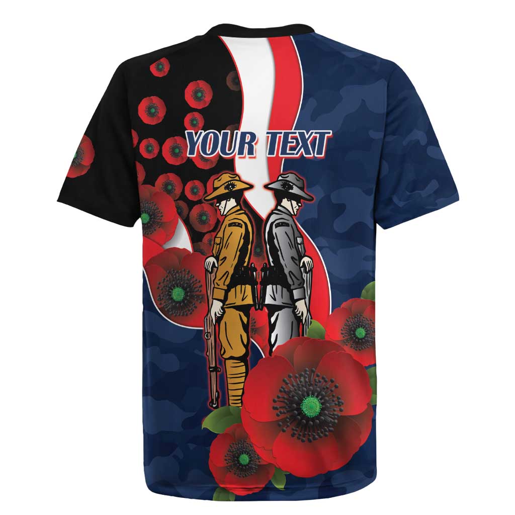Sydney Roosters ANZAC Personalised Rugby Jersey Lest We Forget Poppy Camo