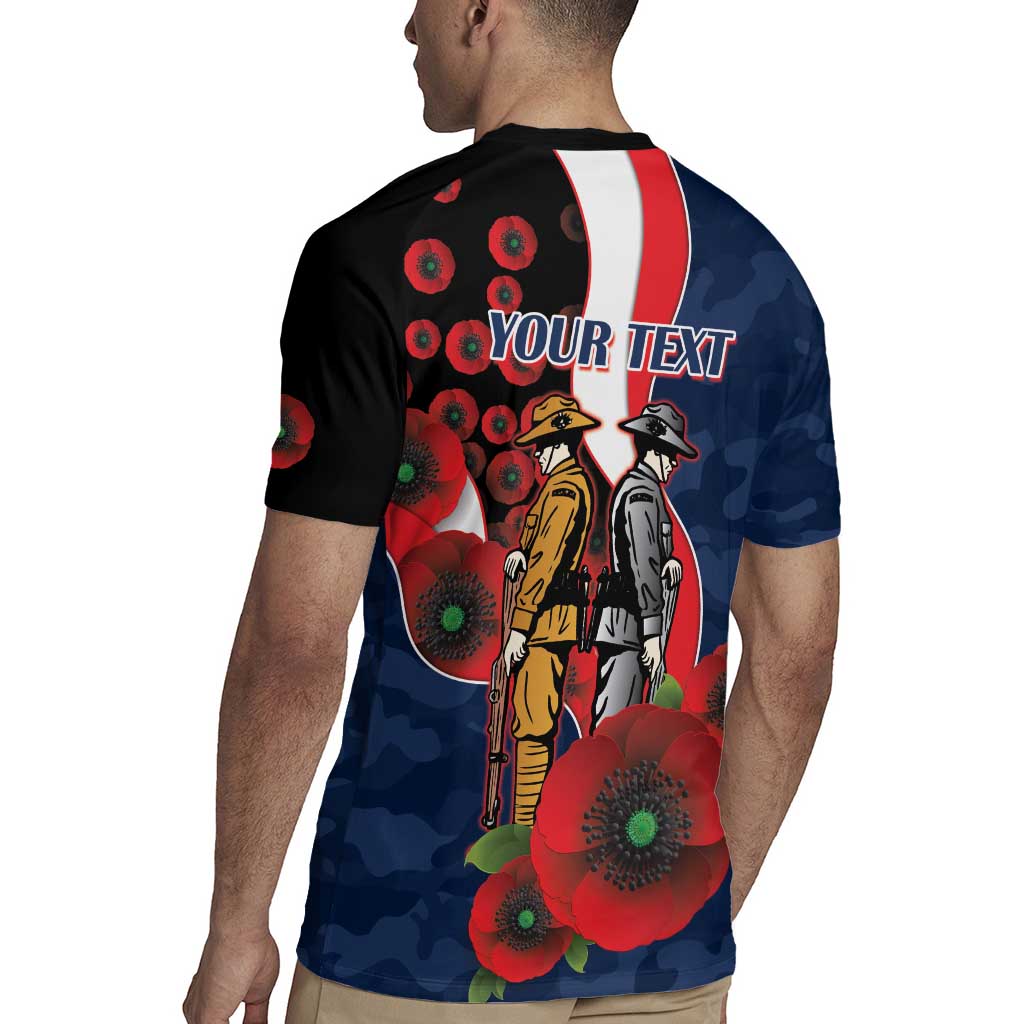 Sydney Roosters ANZAC Personalised Rugby Jersey Lest We Forget Poppy Camo