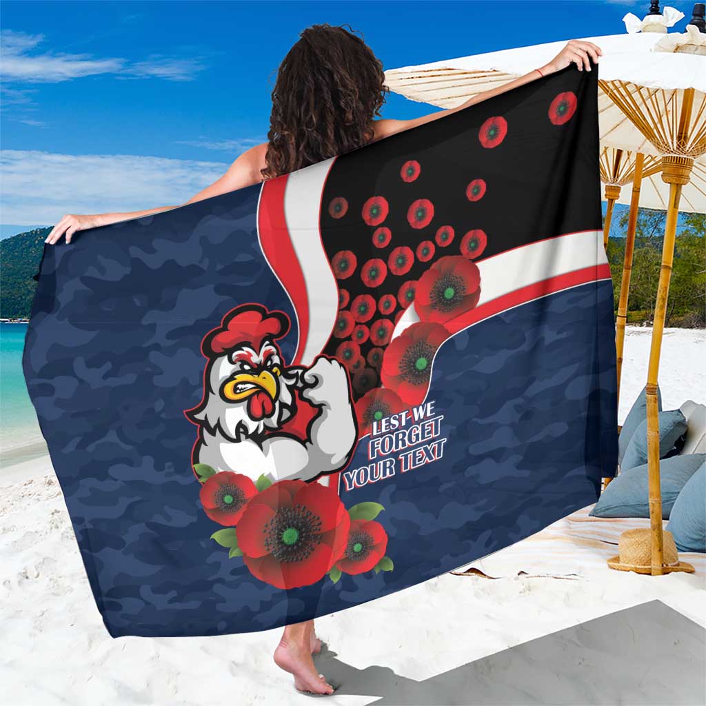Sydney Roosters ANZAC Personalised Sarong Lest We Forget Poppy Camo
