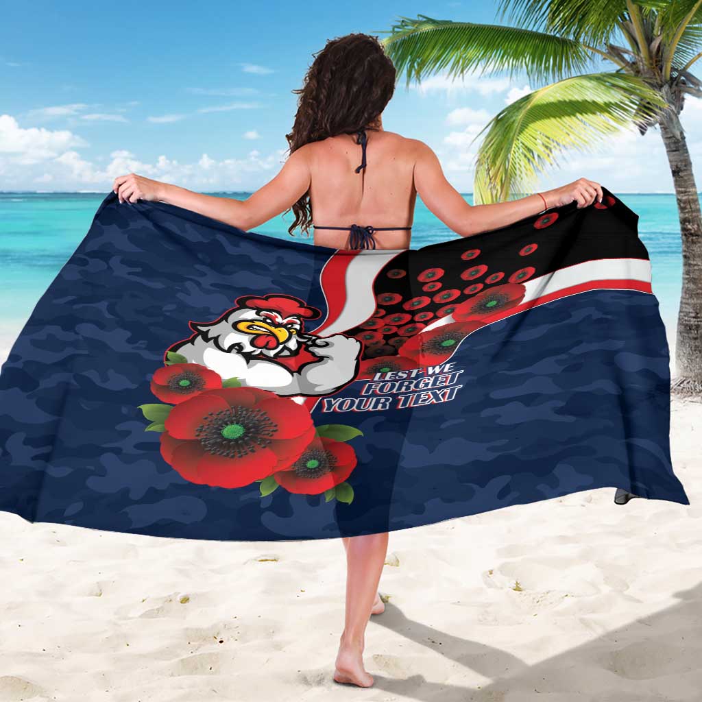 Sydney Roosters ANZAC Personalised Sarong Lest We Forget Poppy Camo