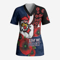 Sydney Roosters ANZAC Personalised Scrub Top Lest We Forget Poppy Camo
