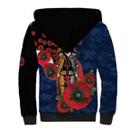 Sydney Roosters ANZAC Personalised Sherpa Hoodie Lest We Forget Poppy Camo