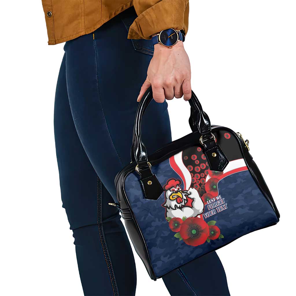 Sydney Roosters ANZAC Personalised Shoulder Handbag Lest We Forget Poppy Camo