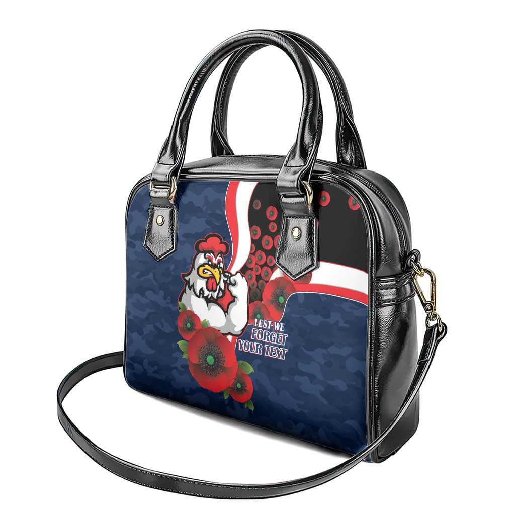 Sydney Roosters ANZAC Personalised Shoulder Handbag Lest We Forget Poppy Camo