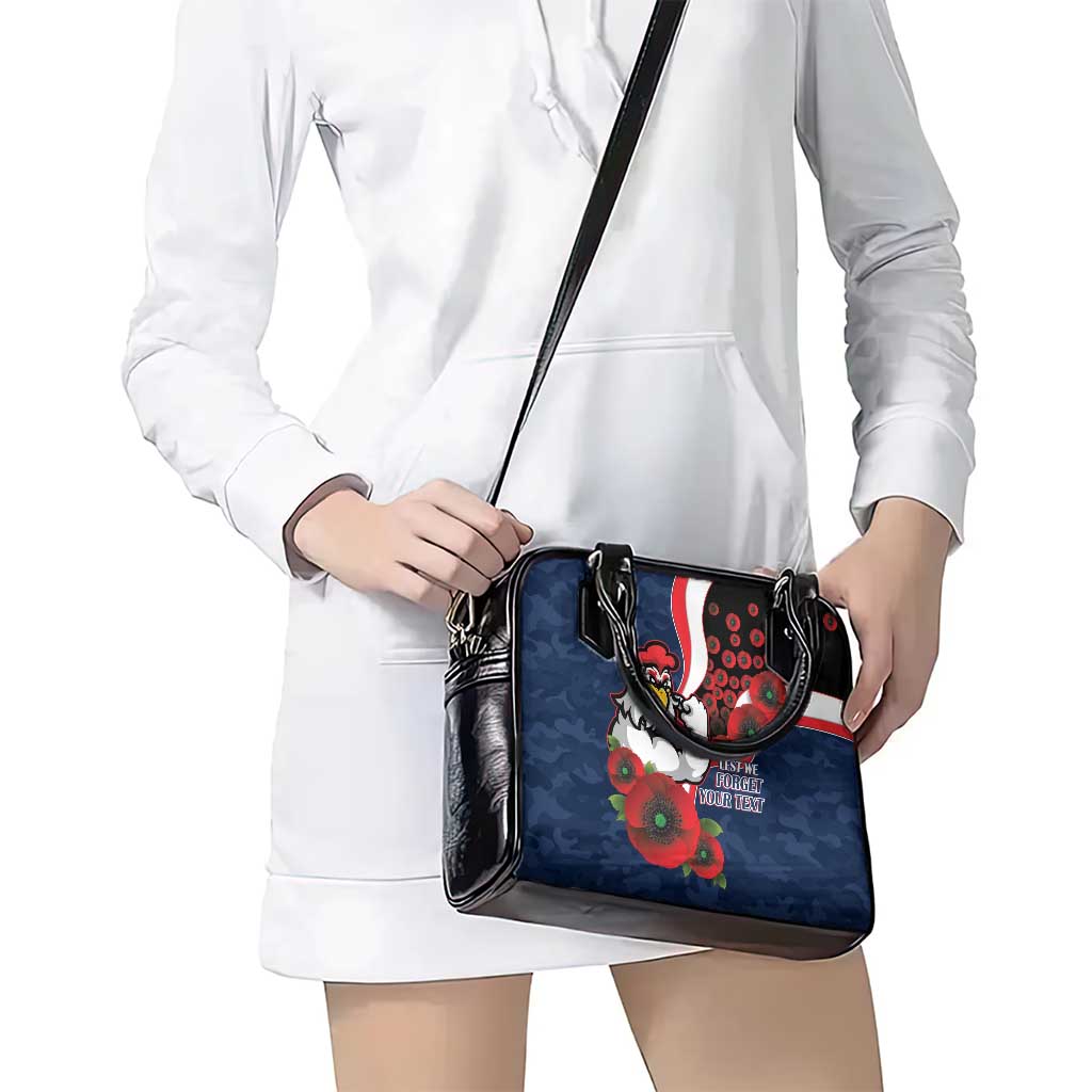 Sydney Roosters ANZAC Personalised Shoulder Handbag Lest We Forget Poppy Camo