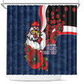 Sydney Roosters ANZAC Personalised Shower Curtain Lest We Forget Poppy Camo