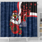 Sydney Roosters ANZAC Personalised Shower Curtain Lest We Forget Poppy Camo
