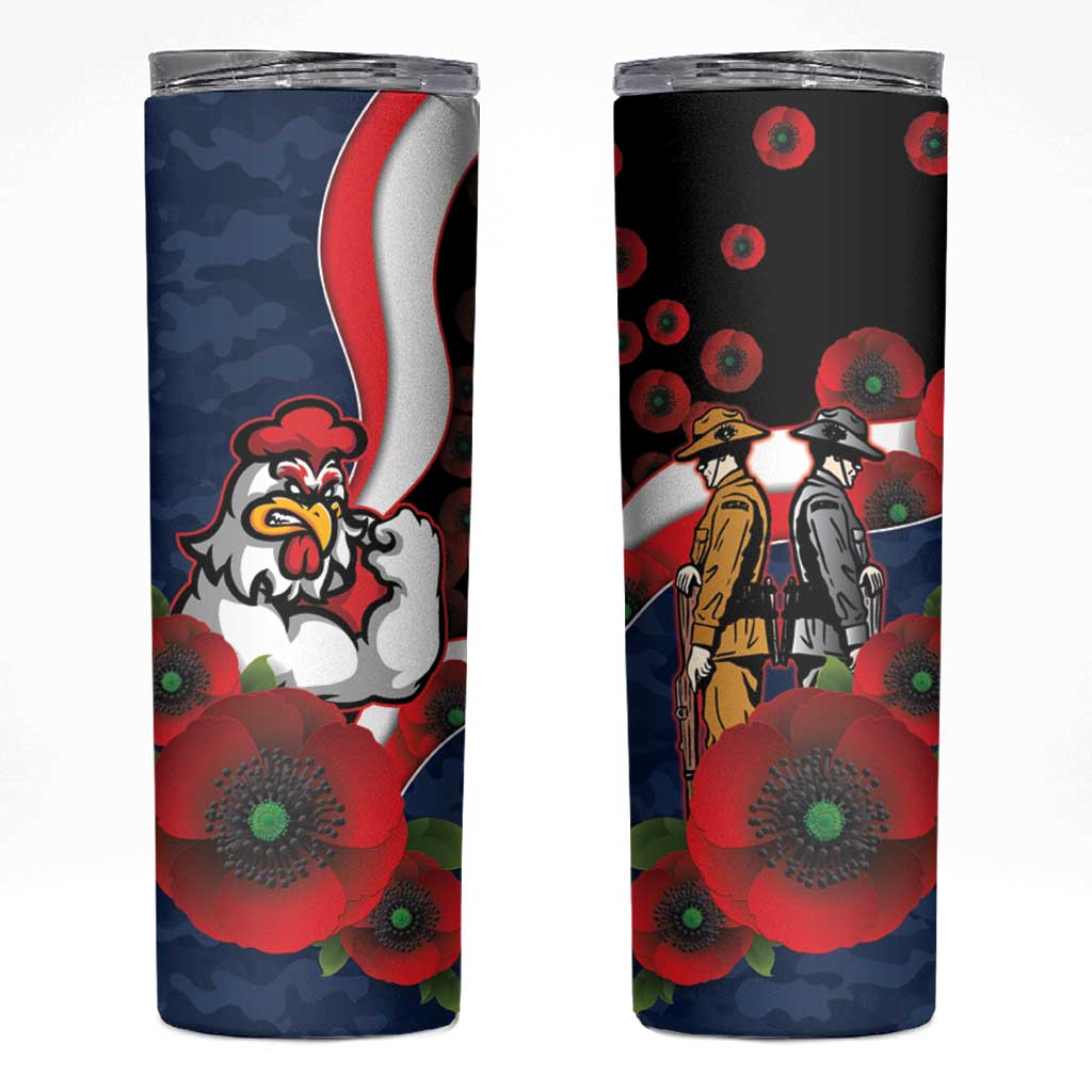 Sydney Roosters ANZAC Personalised Skinny Tumbler Lest We Forget Poppy Camo