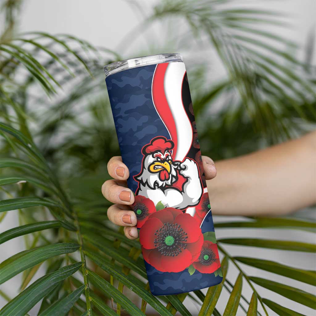 Sydney Roosters ANZAC Personalised Skinny Tumbler Lest We Forget Poppy Camo