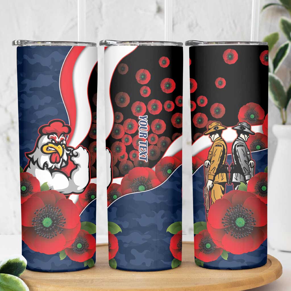 Sydney Roosters ANZAC Personalised Skinny Tumbler Lest We Forget Poppy Camo