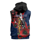 Sydney Roosters ANZAC Personalised Sleeveless Hoodie Lest We Forget Poppy Camo