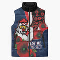 Sydney Roosters ANZAC Personalised Sleeveless Puffer Jacket Lest We Forget Poppy Camo