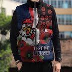 Sydney Roosters ANZAC Personalised Sleeveless Puffer Jacket Lest We Forget Poppy Camo