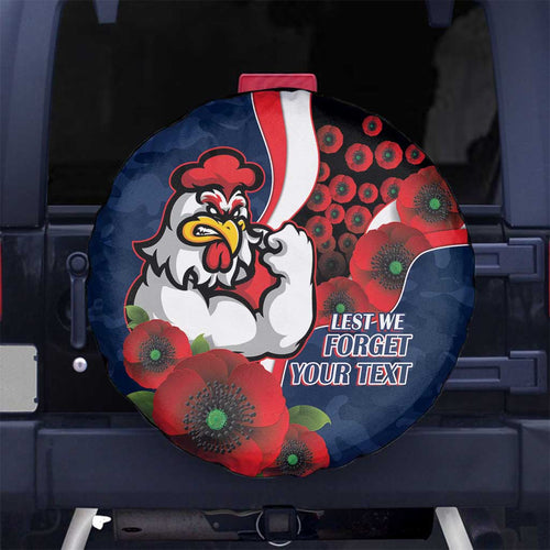 Sydney Roosters ANZAC Personalised Spare Tire Cover Lest We Forget Poppy Camo