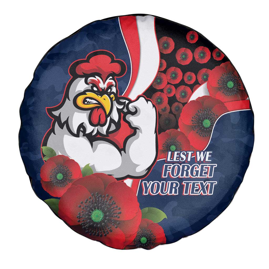 Sydney Roosters ANZAC Personalised Spare Tire Cover Lest We Forget Poppy Camo