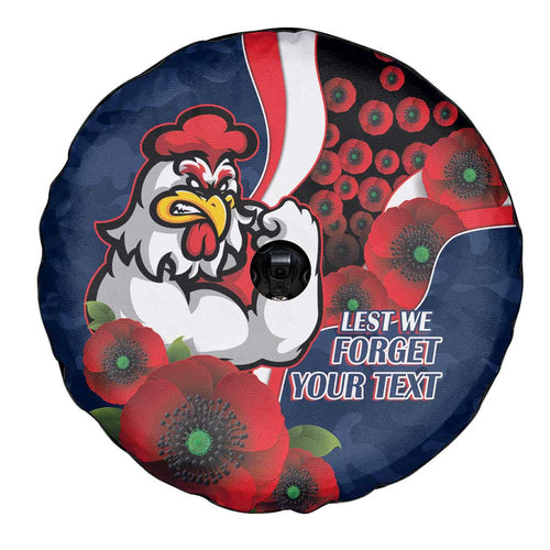 Sydney Roosters ANZAC Personalised Spare Tire Cover Lest We Forget Poppy Camo