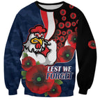 Sydney Roosters ANZAC Personalised Sweatshirt Lest We Forget Poppy Camo