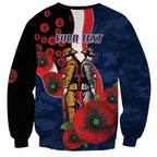 Sydney Roosters ANZAC Personalised Sweatshirt Lest We Forget Poppy Camo