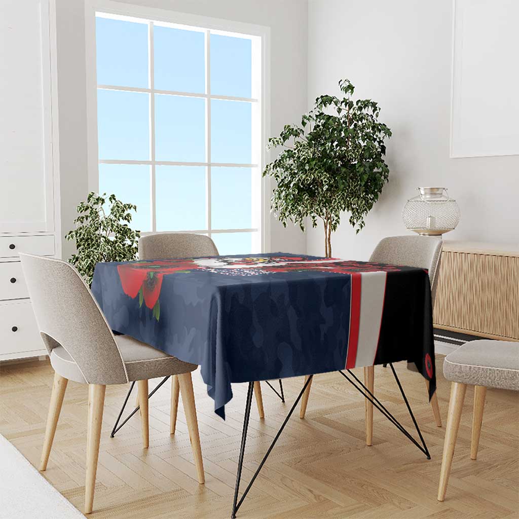 Sydney Roosters ANZAC Personalised Tablecloth Lest We Forget Poppy Camo