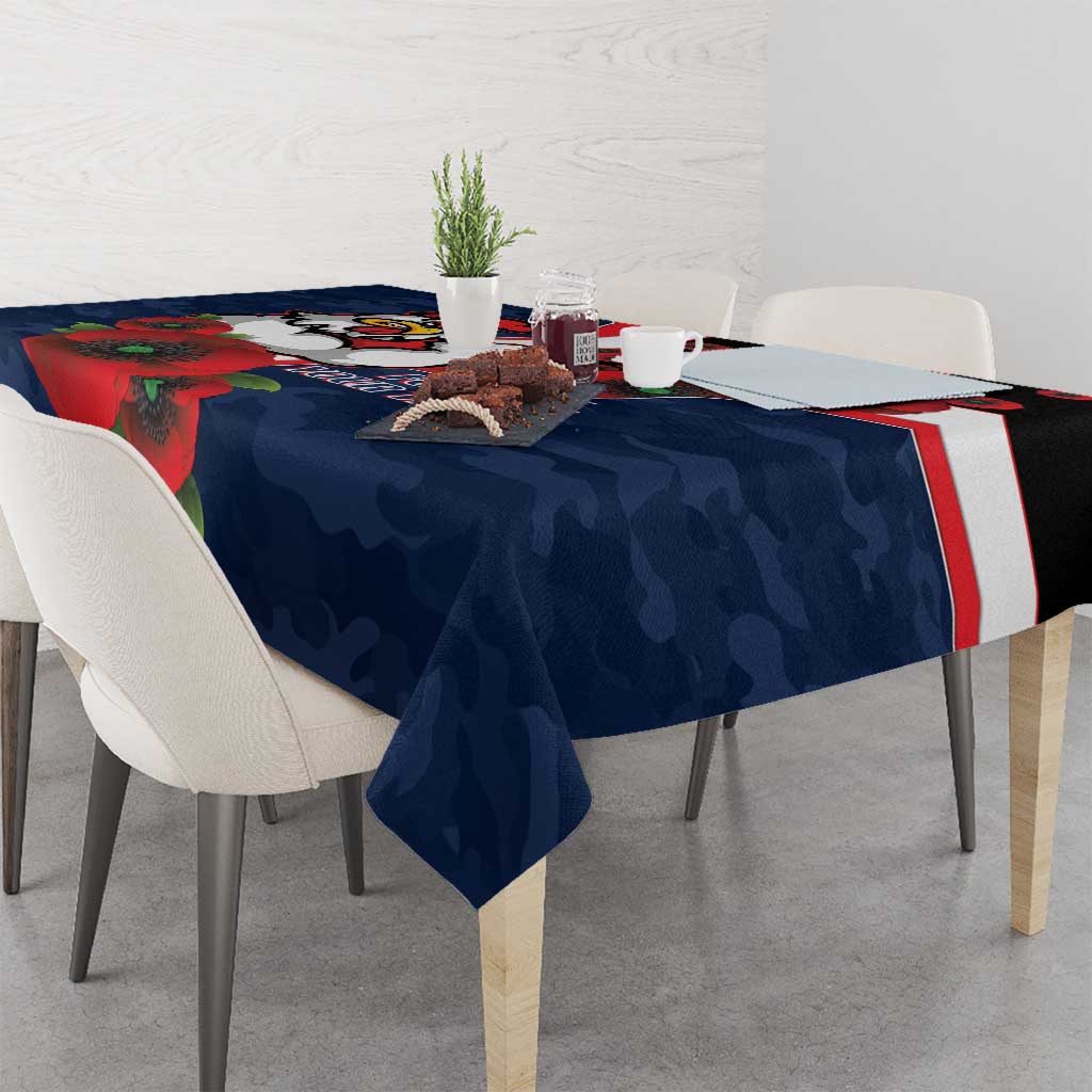 Sydney Roosters ANZAC Personalised Tablecloth Lest We Forget Poppy Camo
