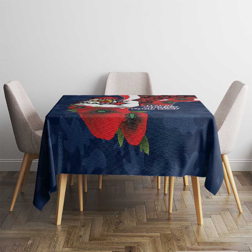 Sydney Roosters ANZAC Personalised Tablecloth Lest We Forget Poppy Camo