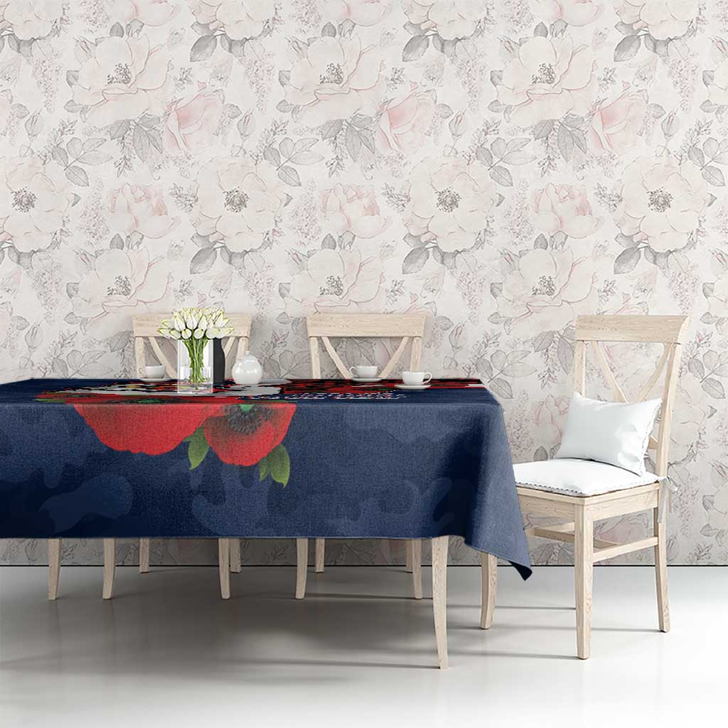 Sydney Roosters ANZAC Personalised Tablecloth Lest We Forget Poppy Camo