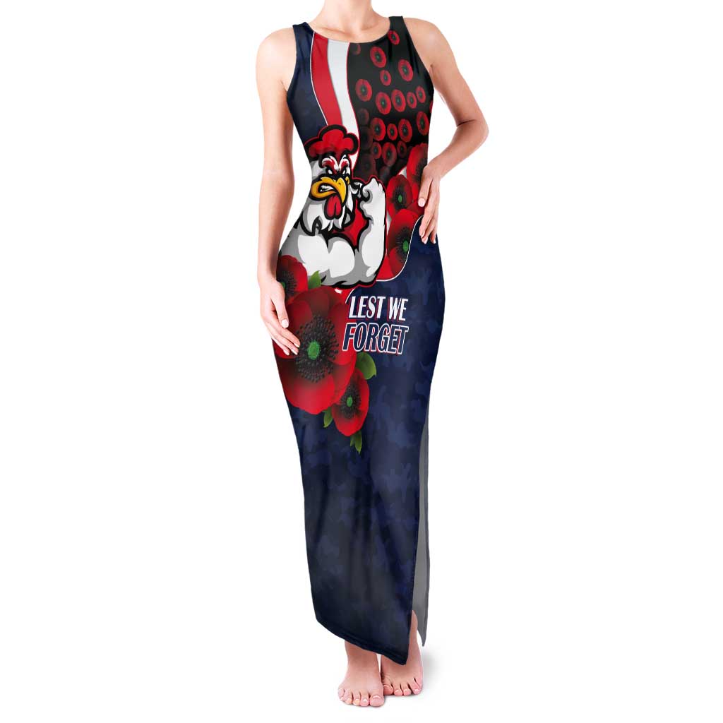 Sydney Roosters ANZAC Personalised Tank Maxi Dress Lest We Forget Poppy Camo