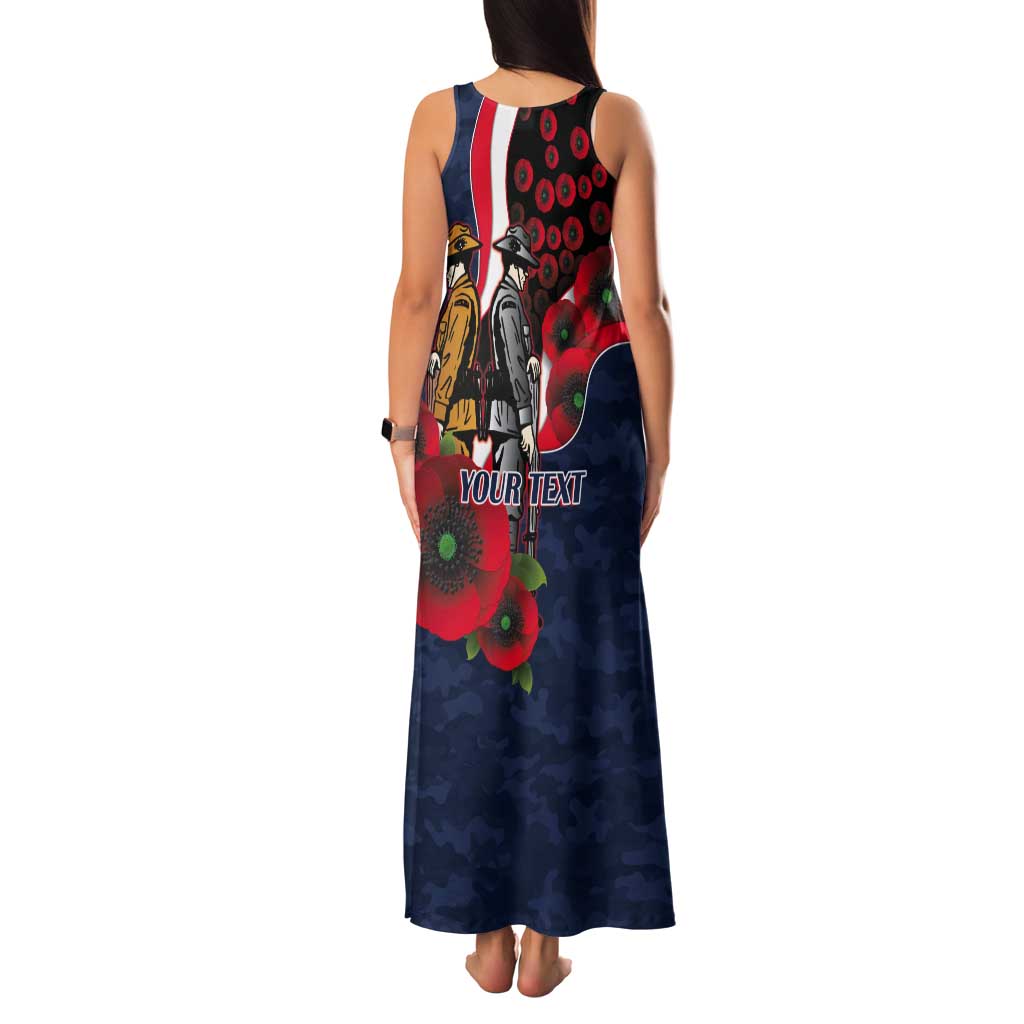 Sydney Roosters ANZAC Personalised Tank Maxi Dress Lest We Forget Poppy Camo