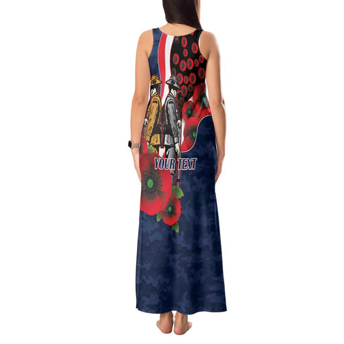 Sydney Roosters ANZAC Personalised Tank Maxi Dress Lest We Forget Poppy Camo