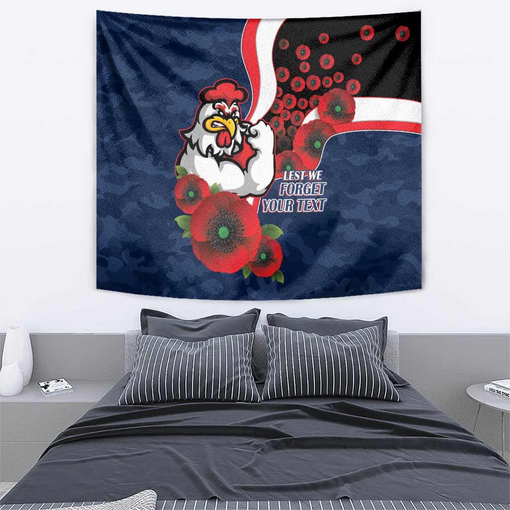 Sydney Roosters ANZAC Personalised Tapestry Lest We Forget Poppy Camo