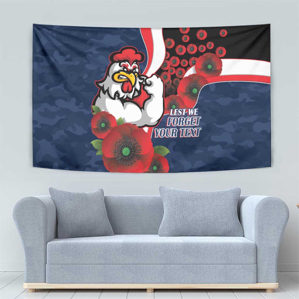 Sydney Roosters ANZAC Personalised Tapestry Lest We Forget Poppy Camo