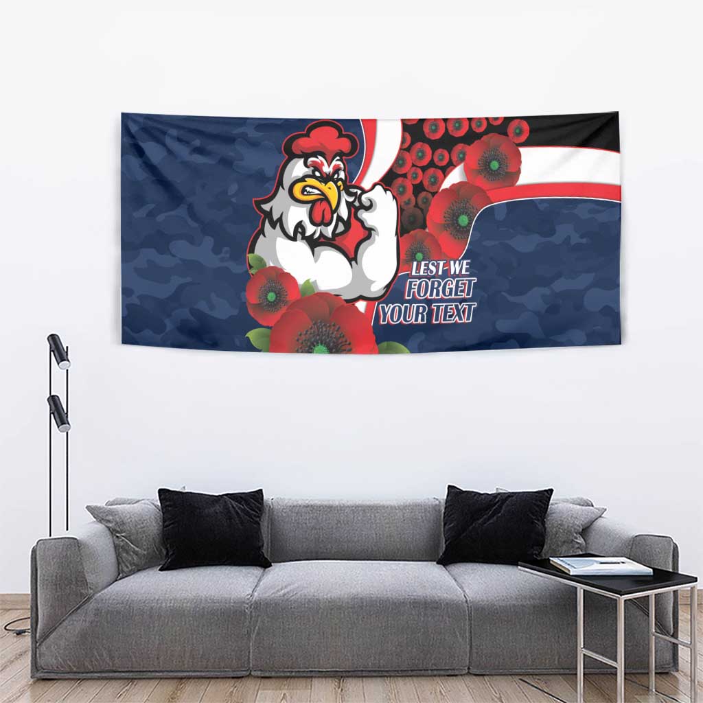 Sydney Roosters ANZAC Personalised Tapestry Lest We Forget Poppy Camo